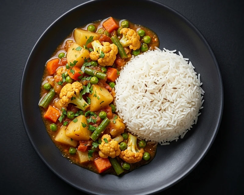 Vegetable Sabzi with Rice from Golden Curry - Indian food delivery to Riverbend, Winnipeg, MB