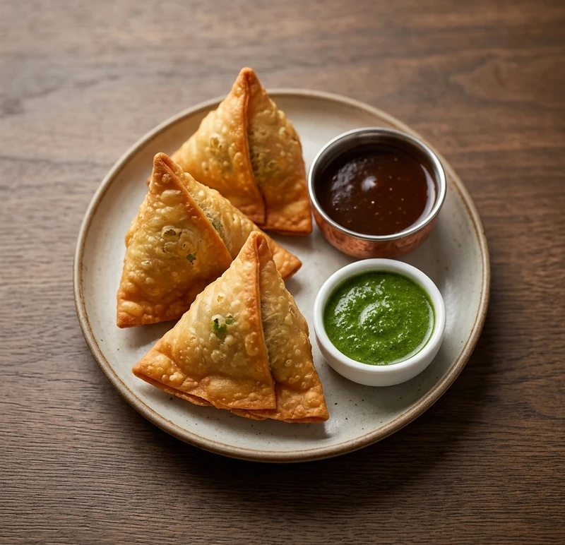 Crisp samosas at Golden Curry, Indian takeout near Garden City, Winnipeg